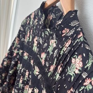 Anthropologie Black Long Sleeve Mock Neck Floral and Lace Detailed Dress
